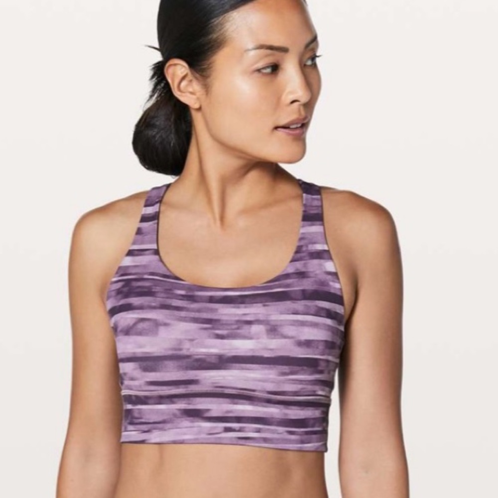 Lululemon Energy Bra Long Line Women's Purple Patterned